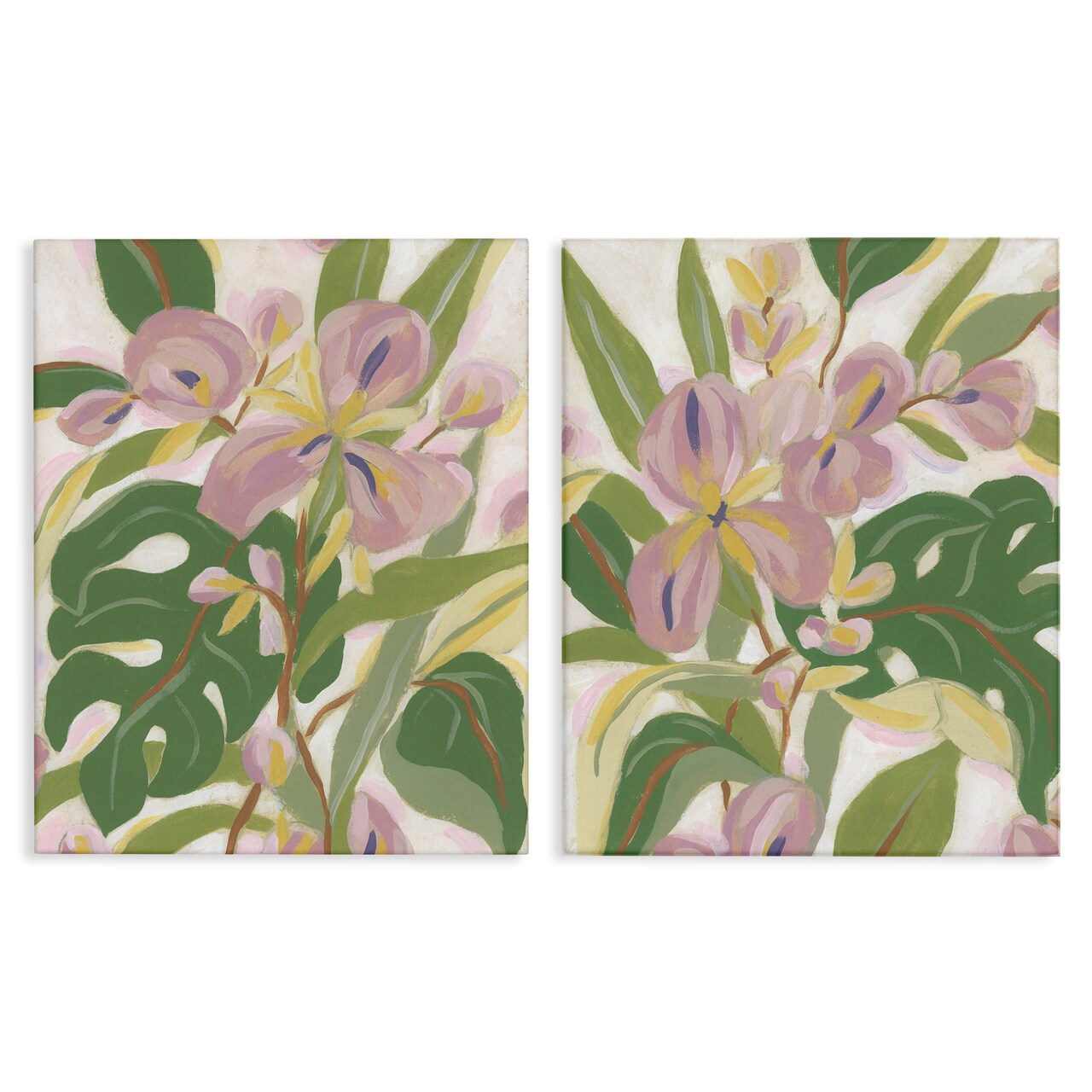 Stupell Industries Tropical Irises Abstraction 2pc Canvas Wall Art Set Design by June Erica Vess
